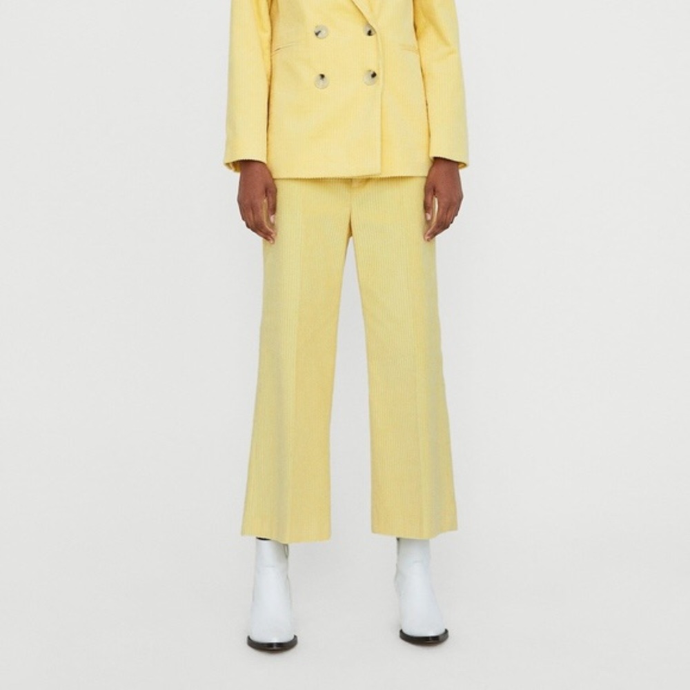 Zara Yellow Corduroy Wide Leg Pants